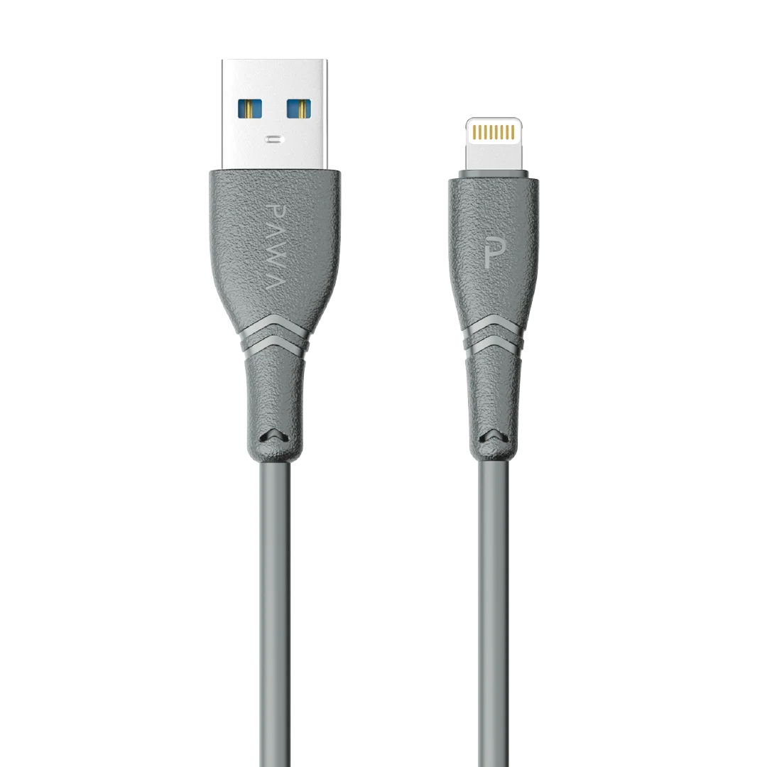 3A Quick Charging USB-A to Lightning PVC Cable 1.2m4ft Grey