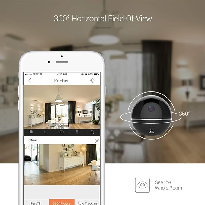 EZVIZ C6TC, 1080p WiFi Smart Home Security Camera, Surveillance Camera with Motion Tracking, 360° Rotating, Two-Way Talk, Brilliant Night Vision, Works with Alexa