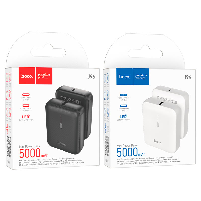 J96 Strider, mobile power bank, 5000mAh  Type-C 5V  2A input  USB 5V2A output  with LED indicator