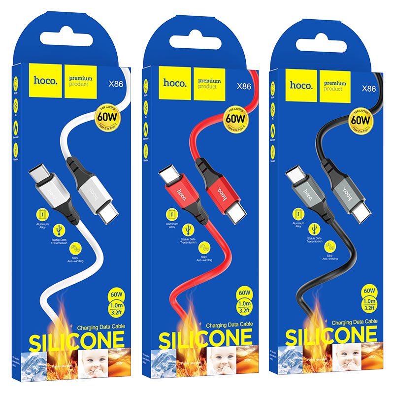Cable Type-C to Type-C “X86 Spear” 60W charging data sync